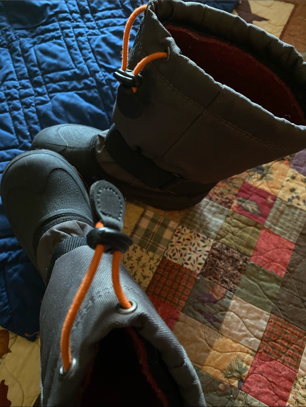 Kamik Kids Gray Boots with Orange Drawcords